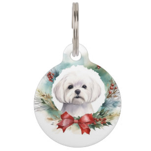 Médaillon Pour Animaux Chien de Noël festif de Malte