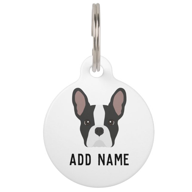 Médaillon Pour Animaux Chien de taureau français noir et blanc (Devant)