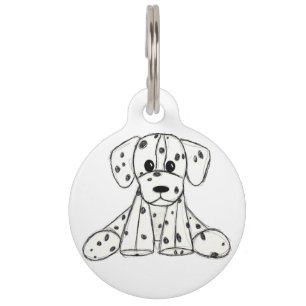 Médaillon Pour Animaux Chien en dalmate dessin simple noir