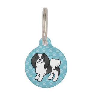 Médaillon Pour Animaux Chien Japonais Chin Cartoon Noir Et Blanc