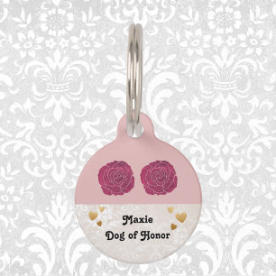 Médaillon Pour Animaux Chien mariage d'honneur Coeurs Faux Lace