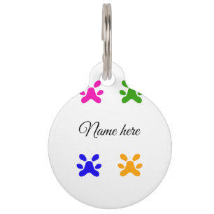 Médaillon Pour Animaux Chien patte coloré animal ajouter nom texte animal