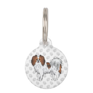 Médaillon Pour Animaux Chien Phalène Sable Rouge Mignon Et Pattes Grises