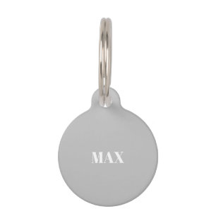 Médaillon Pour Animaux Chien simple gris moderne personnalisé Nom coordon