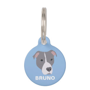 Médaillon Pour Animaux Chien taureau gris personnalisé