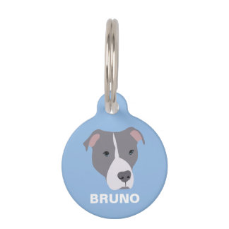 Médaillon Pour Animaux Chien taureau gris personnalisé