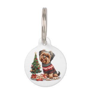 Médaillon Pour Animaux Chiens de Noël Yorkshire Terrier