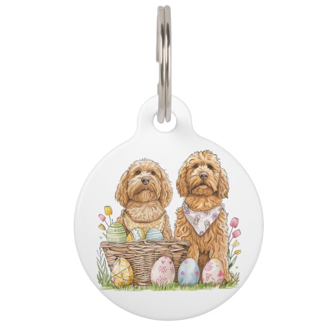 Médaillon Pour Animaux Chiens de Pâques Goldendoodle (Devant)