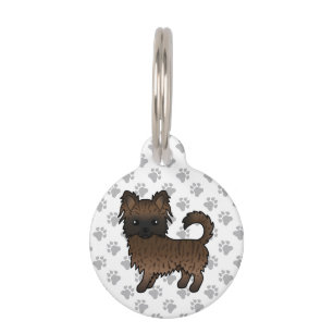 Médaillon Pour Animaux Chihuahua à poil long bringé Chien de dessin animé