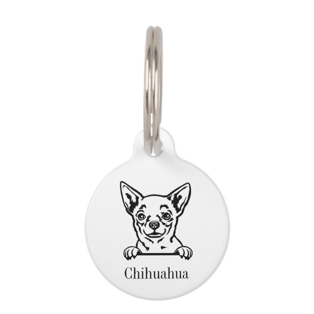 Médaillon Pour Animaux Chihuahua chien étiquette de nom personnalisée (Devant)