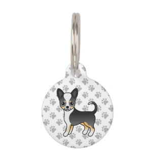 Médaillon Pour Animaux Chihuahua dessin animé à poil lisse tricolore noir