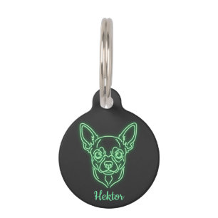 Médaillon Pour Animaux Chihuahua Néon Personnalisé Lumineux