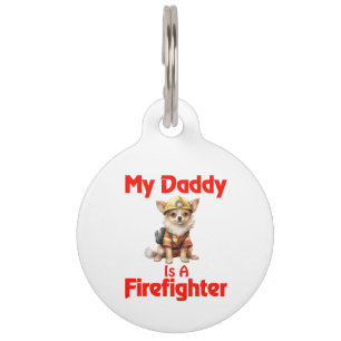 Médaillon Pour Animaux Chihuahua Personnalisé Mon Papa Est Un Pompier