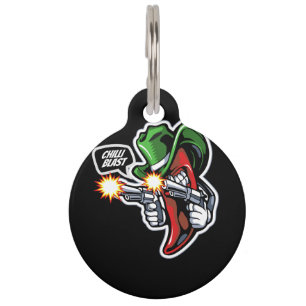 Médaillon Pour Animaux chili-poivre-mascotte-avec-pistolet-illustration-p