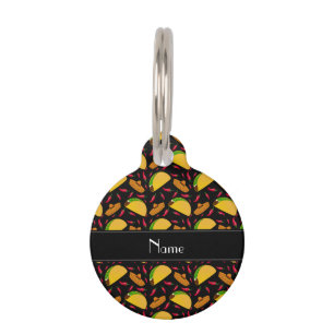 Médaillon Pour Animaux Chilis noirs nommés personnalisés de sombreros d
