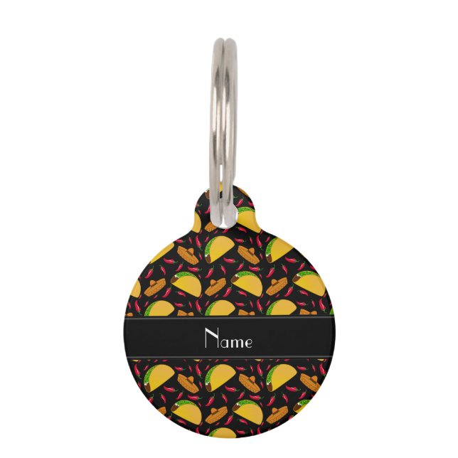 Médaillon Pour Animaux Chilis noirs nommés personnalisés de sombreros de (Devant)