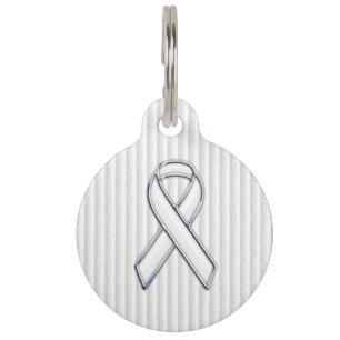 Médaillon Pour Animaux Chrome White Ribbon Sensibilisation sur les bandes