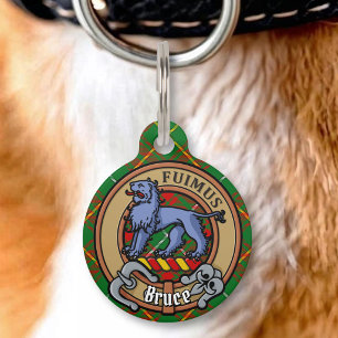 Médaillon Pour Animaux Cimier du clan Bruce sur tartan de chasse
