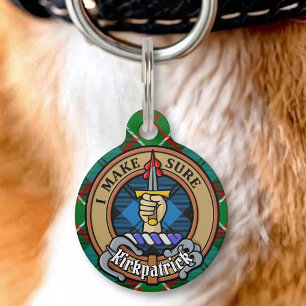 Médaillon Pour Animaux Cimier du clan Kirkpatrick sur tartan