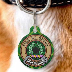 Médaillon Pour Animaux Cimier du clan MacArthur sur tartan