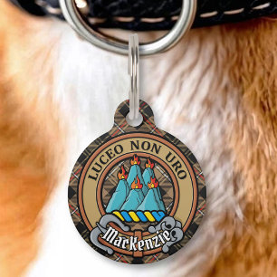 Médaillon Pour Animaux Cimier du clan MacKenzie sur tartan de chasse marr