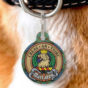 Médaillon Pour Animaux Cimier du clan MacLaren sur tartan