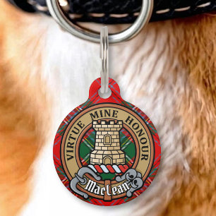 Médaillon Pour Animaux Cimier du clan MacLean sur tartan