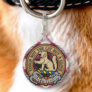 Médaillon Pour Animaux Cimier du clan MacPherson sur tartan de chasse