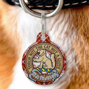 Médaillon Pour Animaux Cimier du clan MacPherson sur tartan rouge de robe