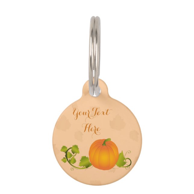 Médaillon Pour Animaux Citrouille de vigne d'automne avec le texte (Devant)
