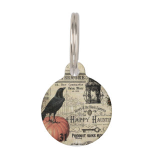 Médaillon Pour Animaux citrouille et corneille vintages modernes de