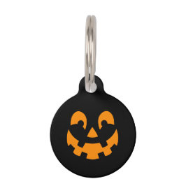 Médaillon Pour Animaux Citrouille Orange Joyeux Halloween sur Fond Noir