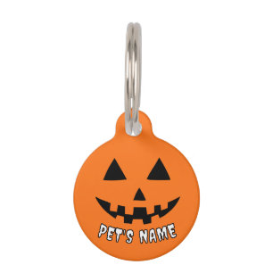 Médaillon Pour Animaux Citrouille orange personnalisé Halloween Votre Nom