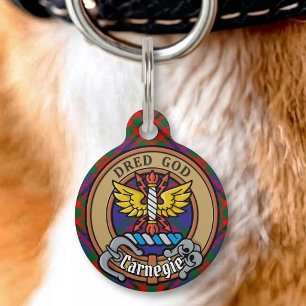 Médaillon Pour Animaux Clan Carnegie Crête sur Tartan