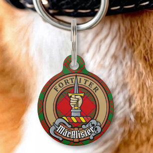 Médaillon Pour Animaux Clan MacAlister de Glenbarr Crête sur Tartan