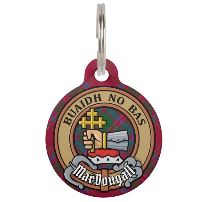Médaillon Pour Animaux Clan MacDougall Crest sur Tartan (Devant)