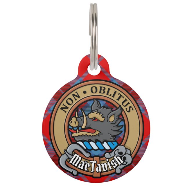 Médaillon Pour Animaux Clan MacTavish Crest sur Tartan (Devant)