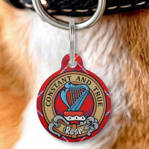 Médaillon Pour Animaux Clan Rose Crête sur Tartan