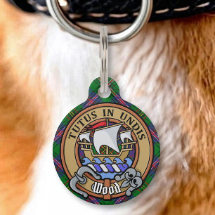 Médaillon Pour Animaux Clan Wood Crête sur Tartan