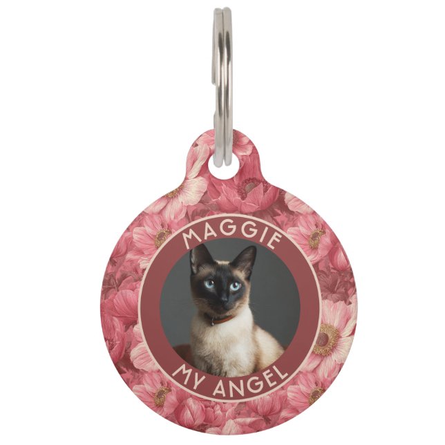 Médaillon Pour Animaux Classic Cat Lover Present Anemones Floral (Devant)