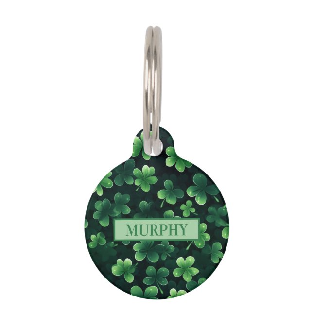 Médaillon Pour Animaux Clover à quatre feuilles Shamrock (Devant)