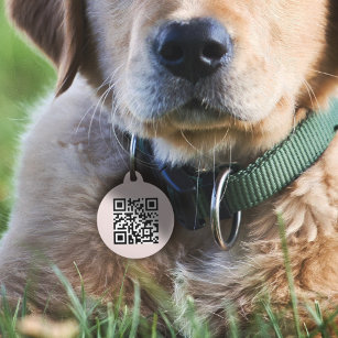 Médaillon Pour Animaux Code QR   Chat de chien rose pâle en cas de perte 
