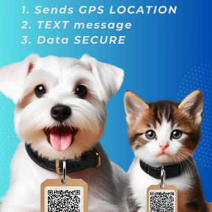 Médaillon Pour Animaux Code QR de balise de chien rond