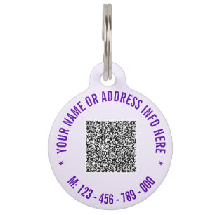 Médaillon Pour Animaux Code QR personnalisé Téléphone Texte Votre identif