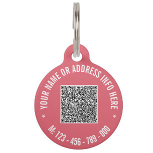 Médaillon Pour Animaux Code QR personnalisé Téléphone Texte Votre identif