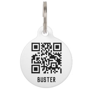 Médaillon Pour Animaux Code QR simple avec nom
