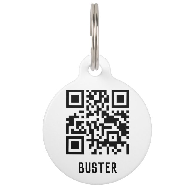 Médaillon Pour Animaux Code QR simple avec nom (Devant)