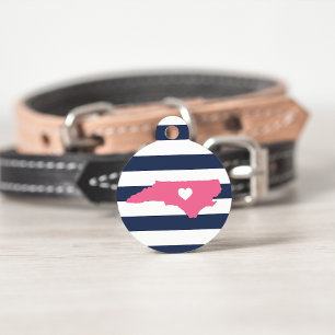 Médaillon Pour Animaux Coeur de Caroline du Nord