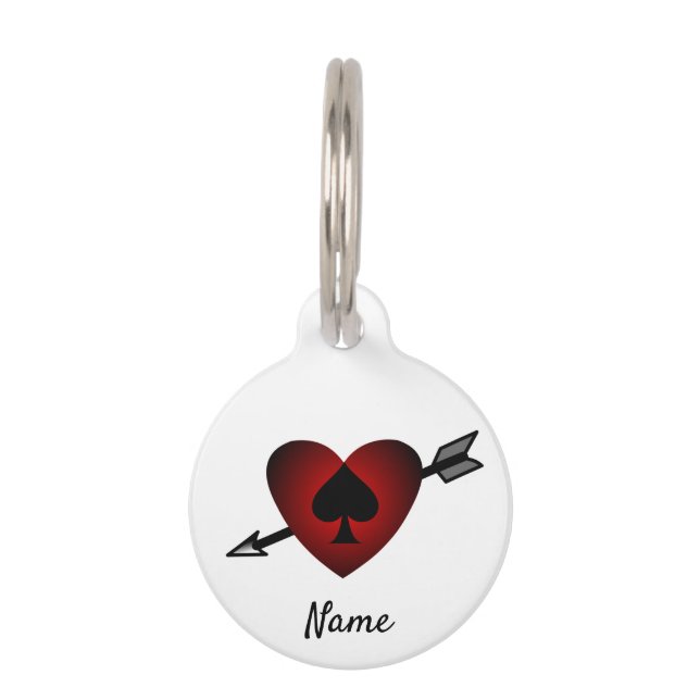 Médaillon Pour Animaux Cœur de Cupidon Pique Noir Thunder_Cove (Devant)