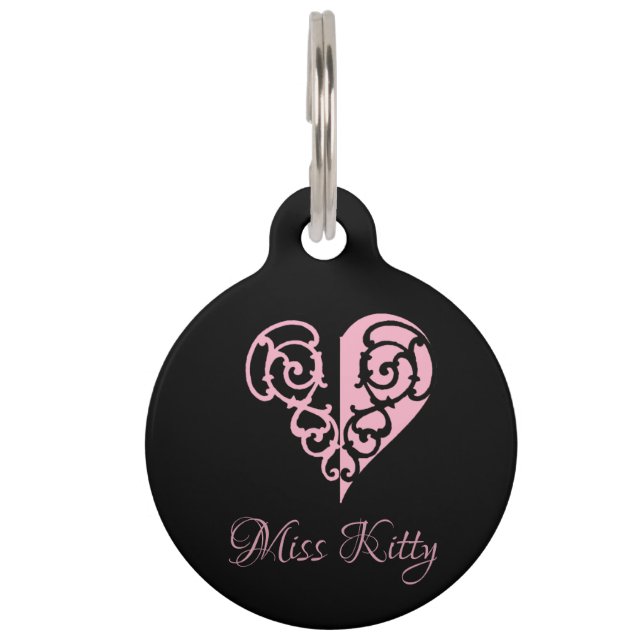 Médaillon Pour Animaux Coeur en fibre rose personnalisé (Devant)
